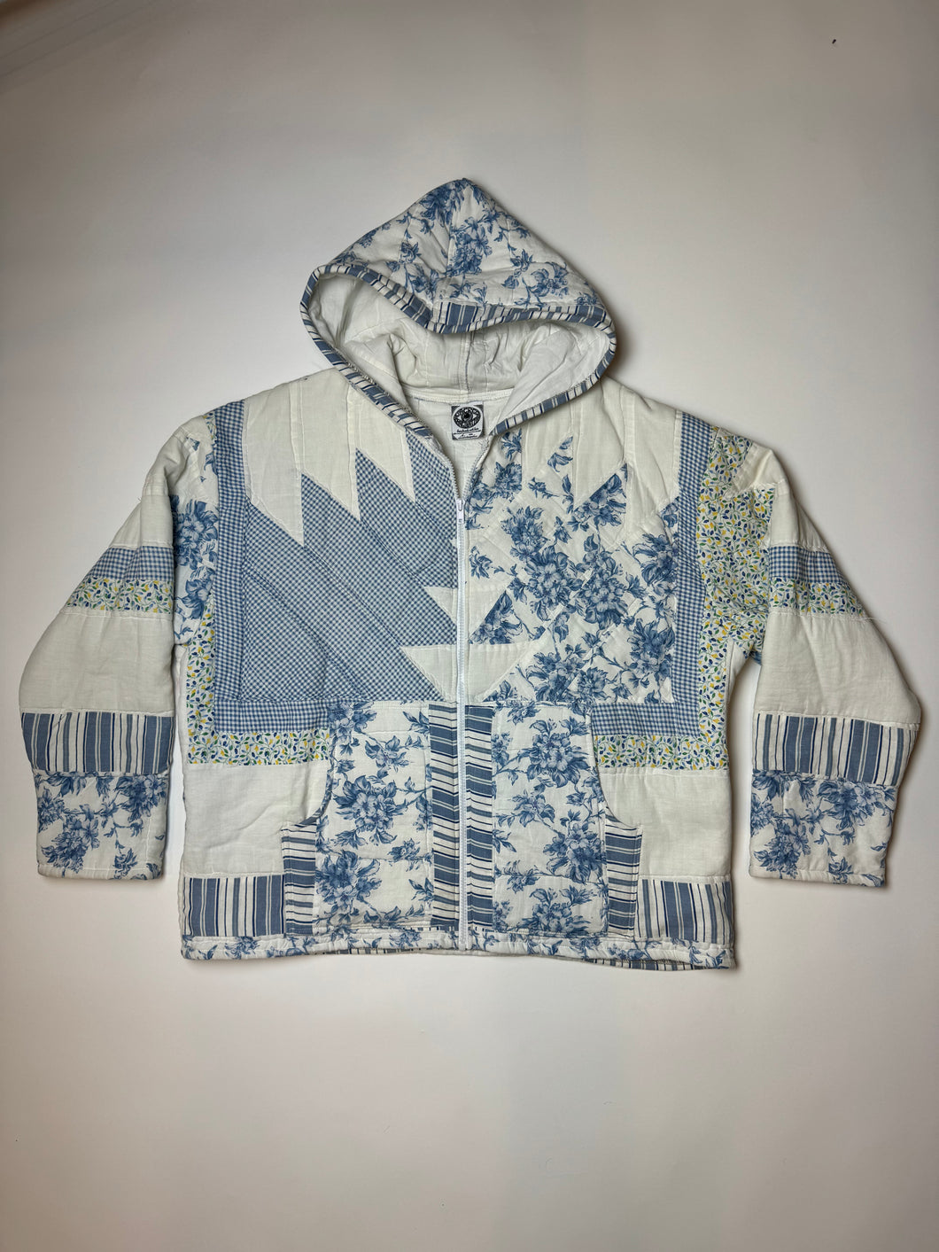 “Floral Angles” Quilted Zip Up Hoodie