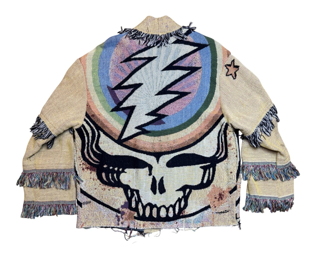 Paint Splatter Steely Woven Cardigan