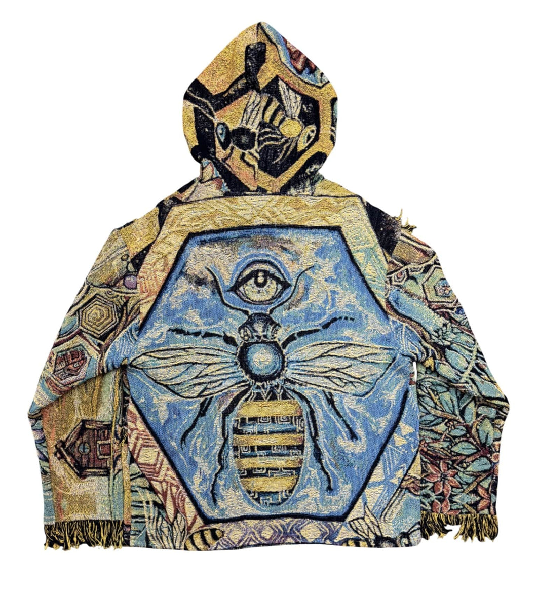 'Bee Conscious' Woven Zip Up Hoodie