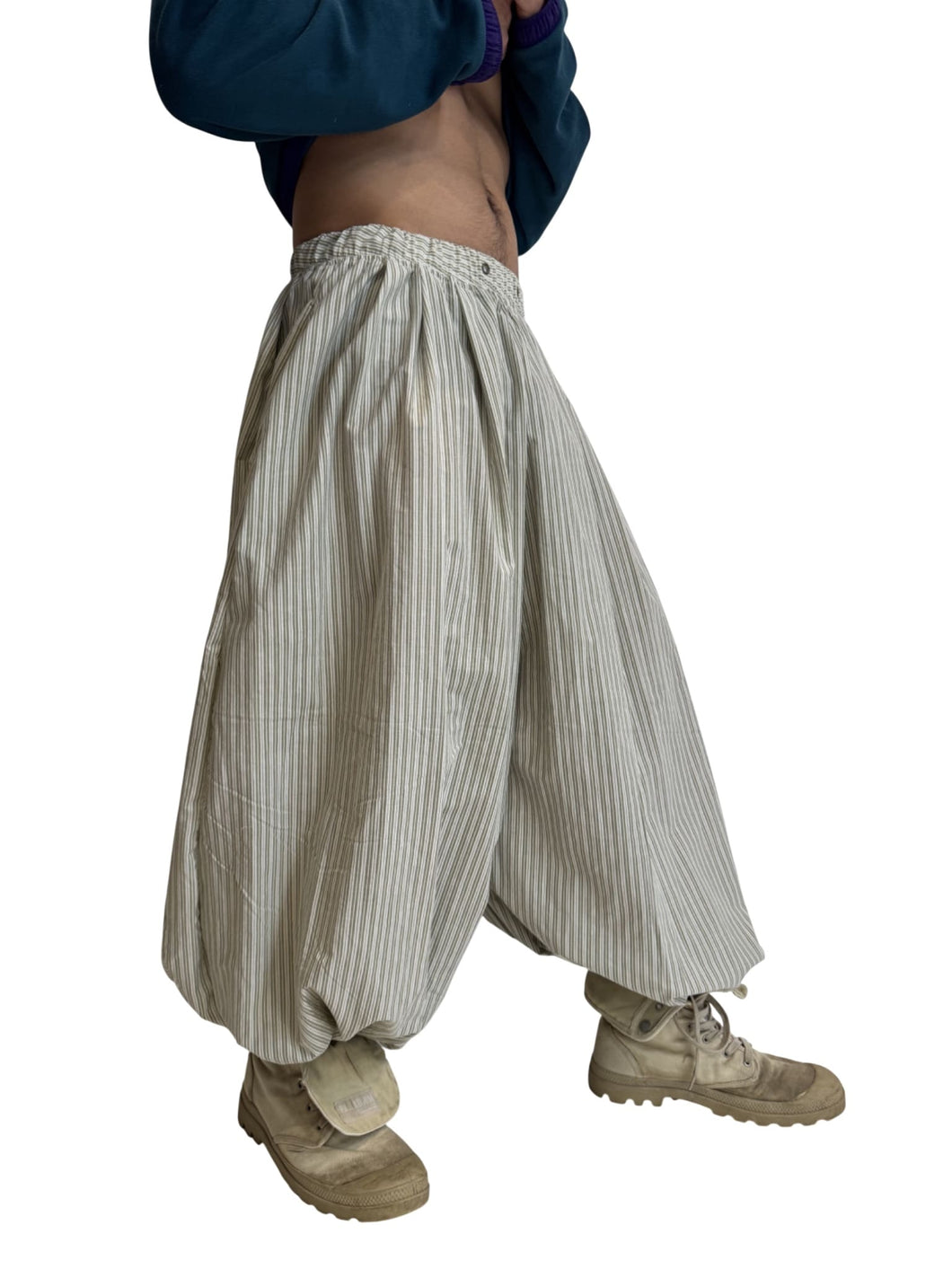 Brown Striped Parachute Pants